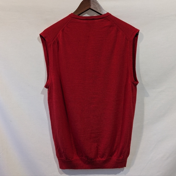 Vintage jos. A. Bank 100% Merino Wool Red Sweater Vest Size Large - Picture 6 of 8